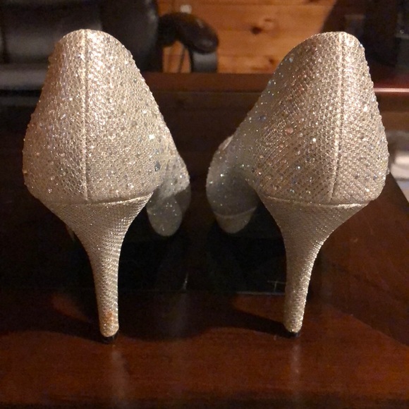 Silver Rhinestone Studded High Heels - Picture 3 of 4